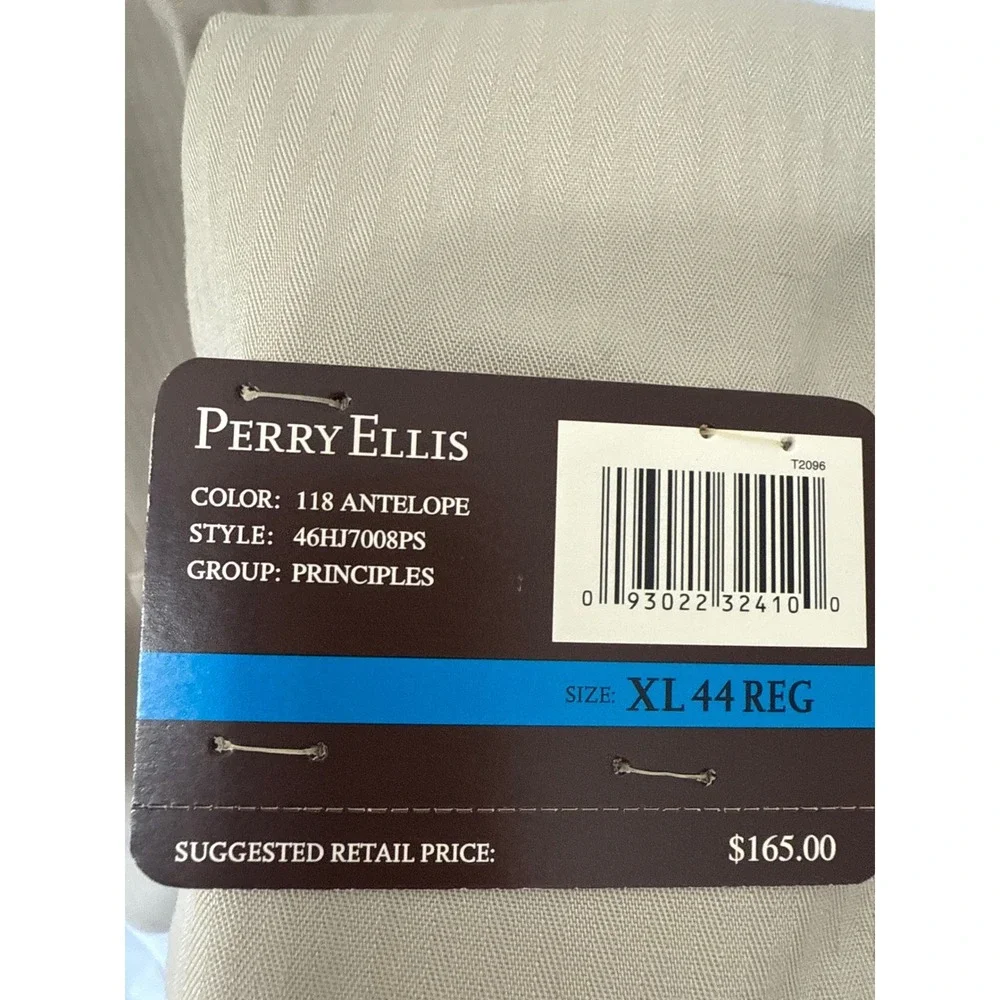 Perry Ellis XL 44 Reg Antelope Blazer Men's Sport Coat Herringbone New With Tags